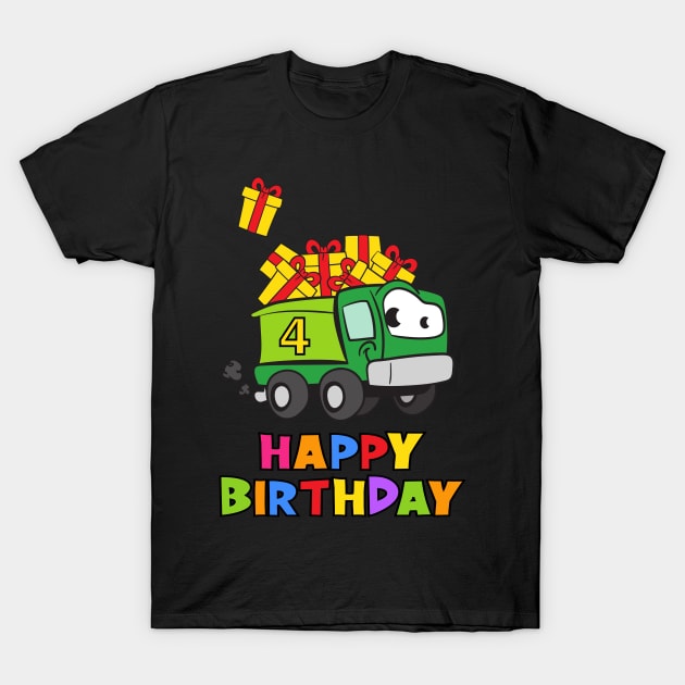 4th Birthday Party 4 Year Old Four Years T-Shirt by KidsBirthdayPartyShirts